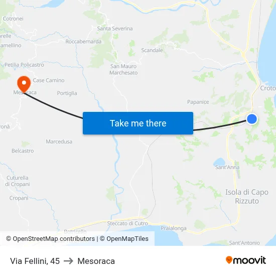 Fellini Street, 45 to Mesoraca map