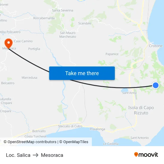 Salica Location to Mesoraca map