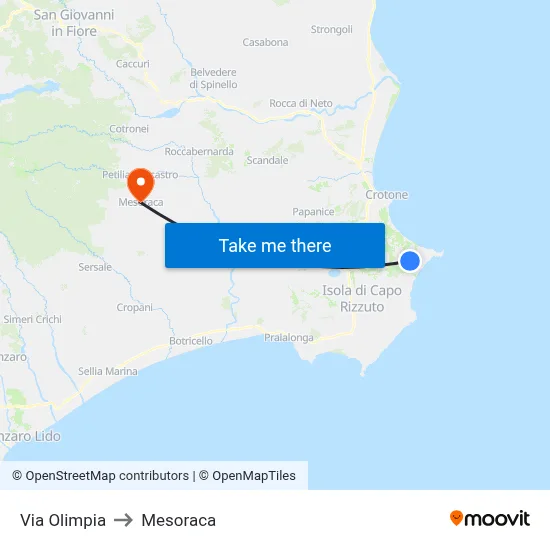Olimpia Street to Mesoraca map