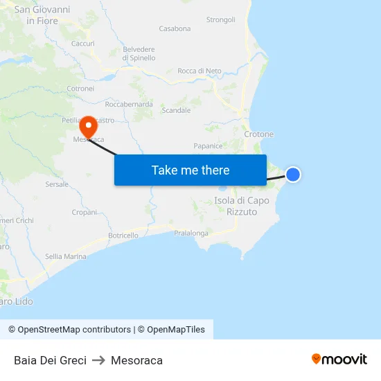 Bay of Greeks to Mesoraca map