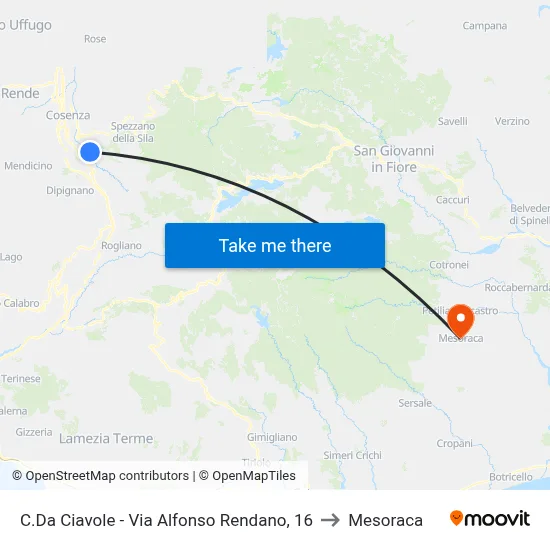 Ciavole District - Via Alfonso Rendano, 16 to Mesoraca map