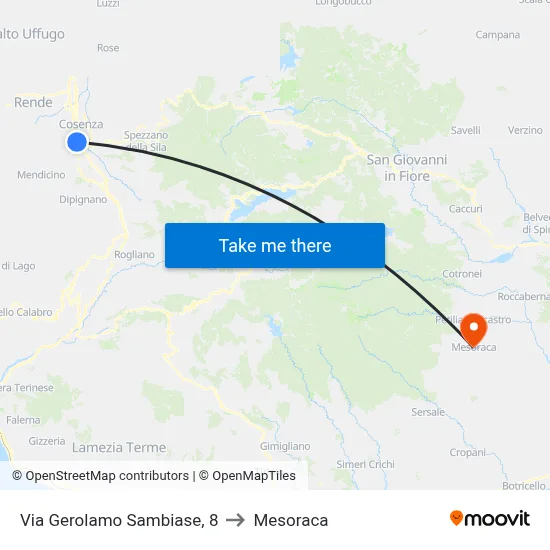 Via Gerolamo Sambiase, 8 to Mesoraca map