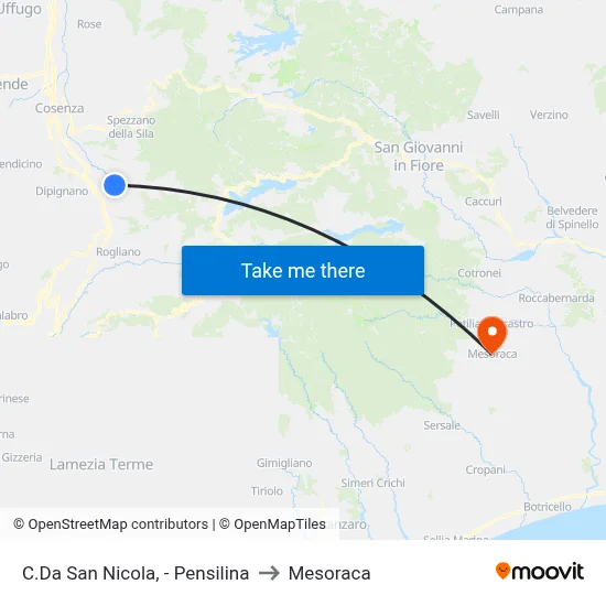 San Nicola District - Bus Shelter to Mesoraca map