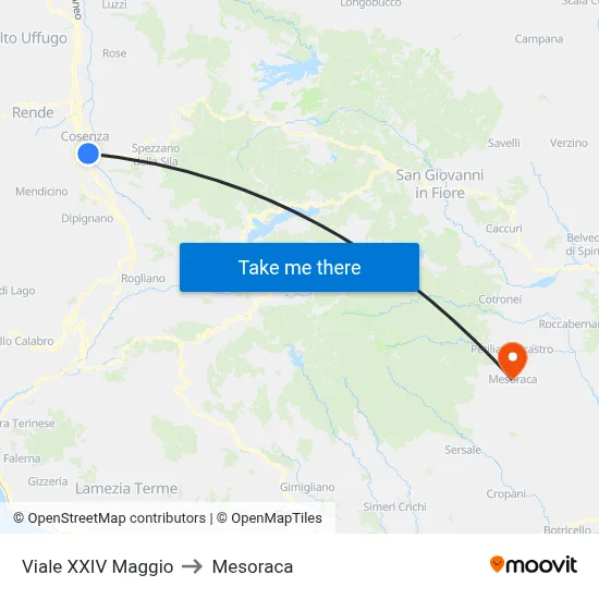 XXIV Maggio Avenue to Mesoraca map