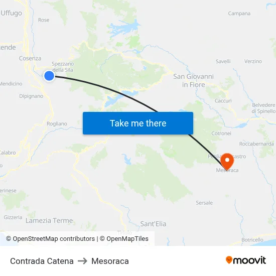 Catena District to Mesoraca map