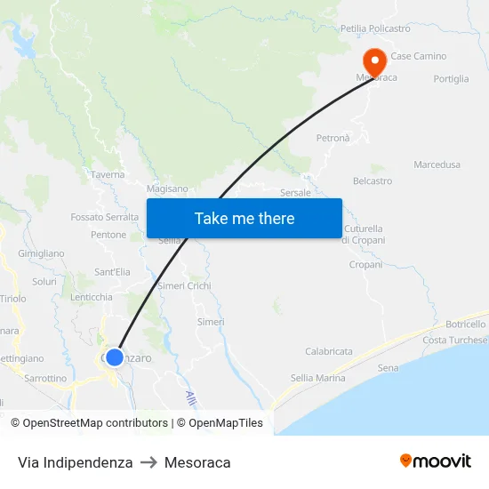 Independence Street to Mesoraca map