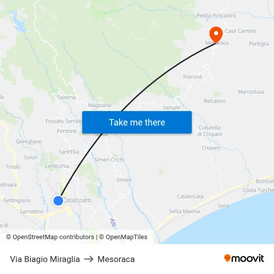 Biagio Miraglia Street to Mesoraca map