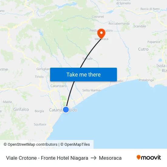 Viale Crotone - Opposite Hotel Niagara to Mesoraca map