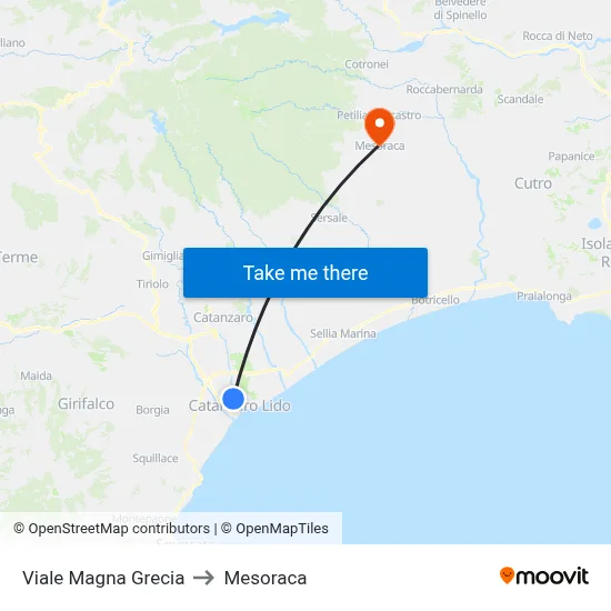 Magna Grecia Avenue to Mesoraca map