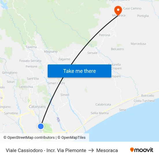 Viale Cassiodoro - Via Piemonte Intersection to Mesoraca map