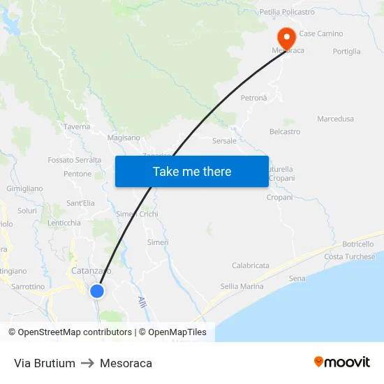 Via Brutium to Mesoraca map