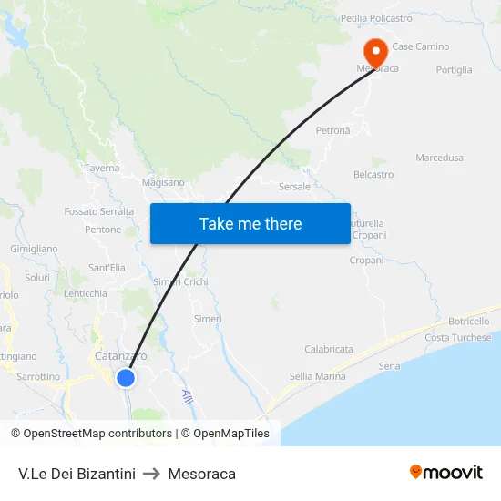 Viale dei Bizantini to Mesoraca map