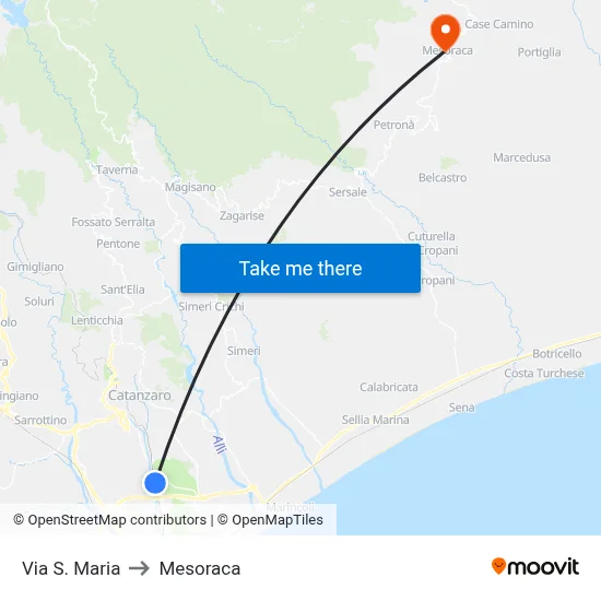 S. Maria Street to Mesoraca map