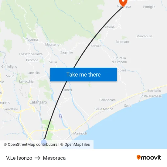 Isonzo Avenue to Mesoraca map