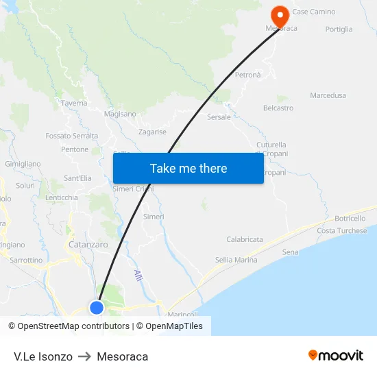 Isonzo Avenue to Mesoraca map