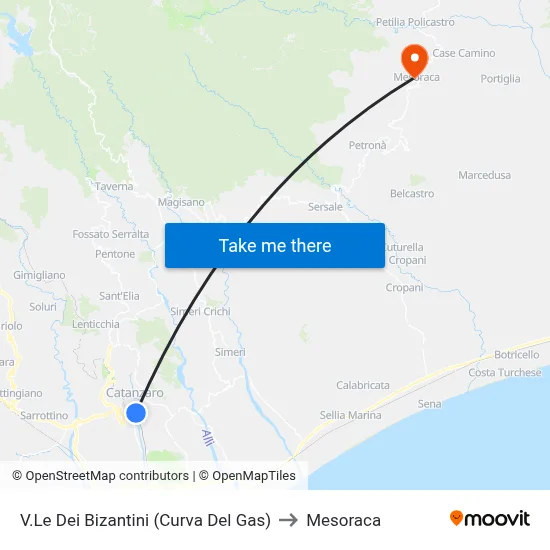 Byzantine Avenue (Gas Curve) to Mesoraca map