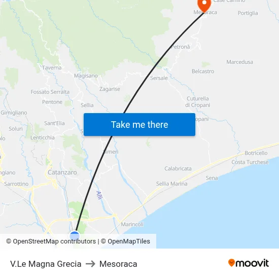 Magna Grecia Avenue to Mesoraca map