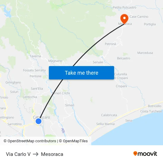 Carlo V Street to Mesoraca map