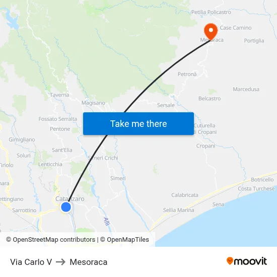 Carlo V Street to Mesoraca map
