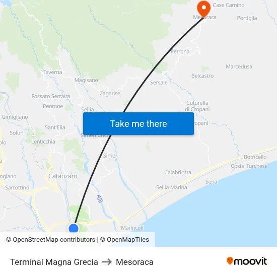 Magna Grecia Terminal to Mesoraca map