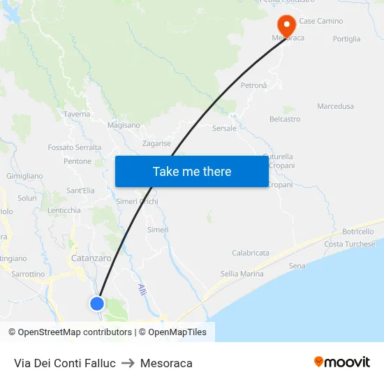 Conti Falluc Street to Mesoraca map