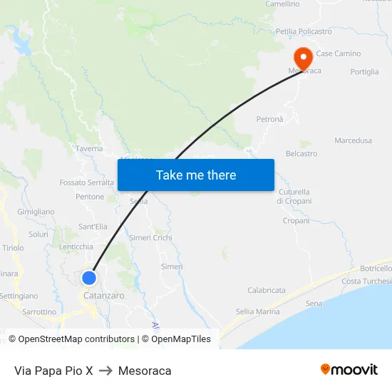 Pope Pius X Street to Mesoraca map