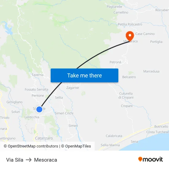Sila Street to Mesoraca map