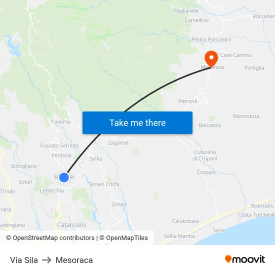 Sila Street to Mesoraca map