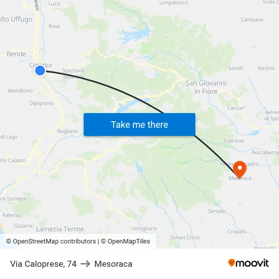 Caloprese Street, 74 to Mesoraca map