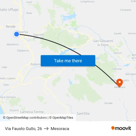 Via Fausto Gullo, 26 to Mesoraca map