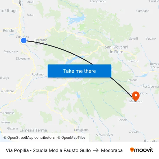 Popilia Street - Fausto Gullo Middle School to Mesoraca map