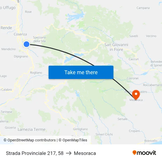Provincial Road 217, 58 to Mesoraca map