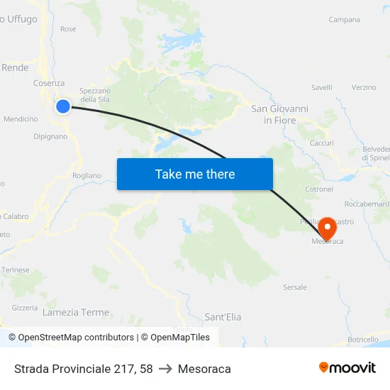 Provincial Road 217, 58 to Mesoraca map