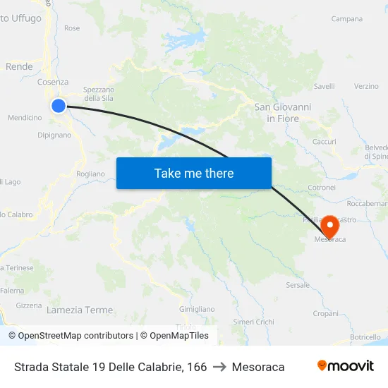 State Road 19 of Calabria, 166 to Mesoraca map