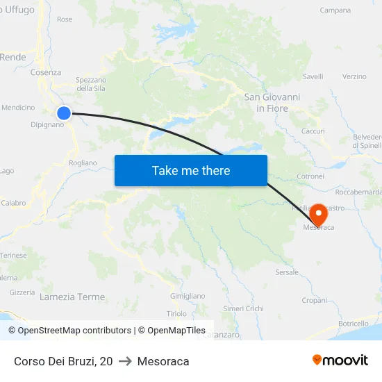 Corso Dei Bruzi, 20 to Mesoraca map