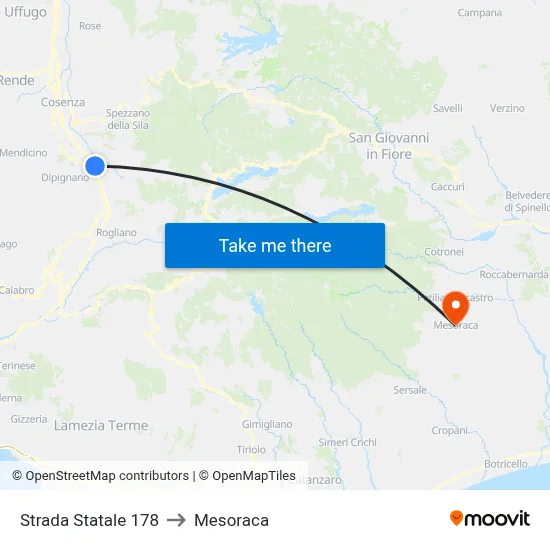 State Road 178 to Mesoraca map
