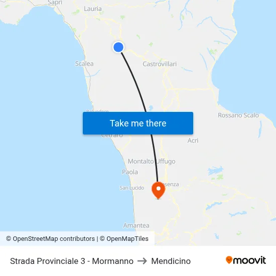 Provincial Road 3 - Mormanno to Mendicino map