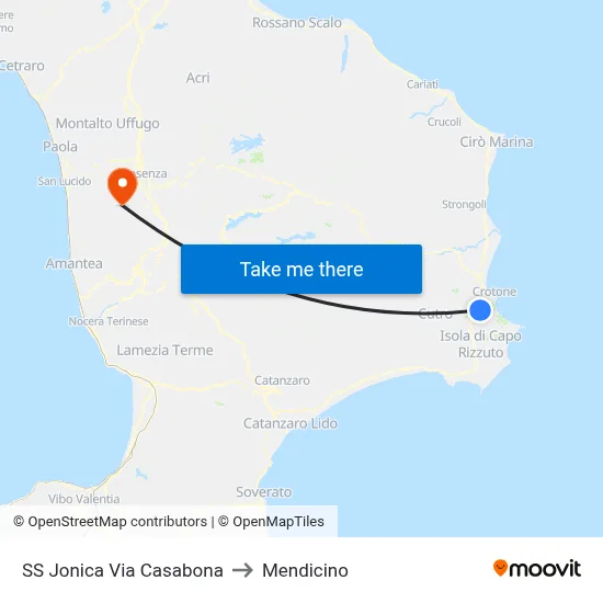 State Road Jonica Via Casabona to Mendicino map