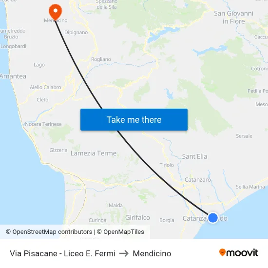 Via Pisacane - E. Fermi High School to Mendicino map