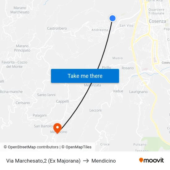 Marchesato Street, 2 (Former Majorana) to Mendicino map