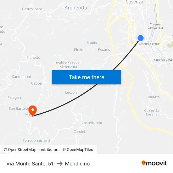 Monte Santo Street, 51 to Mendicino map