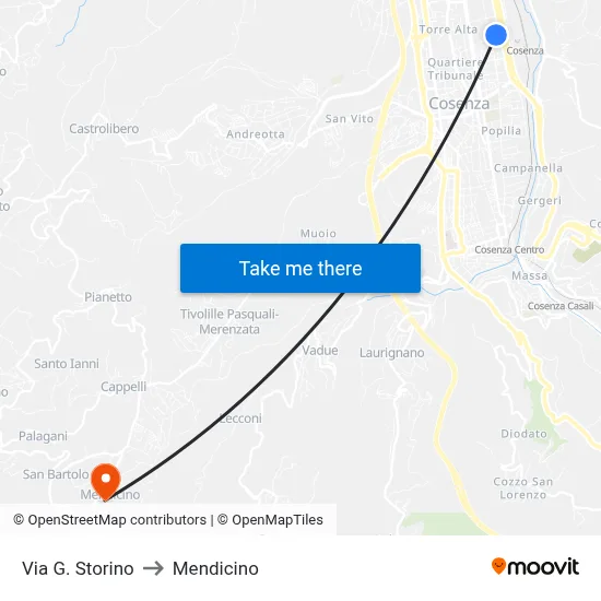 Via G. Storino to Mendicino map