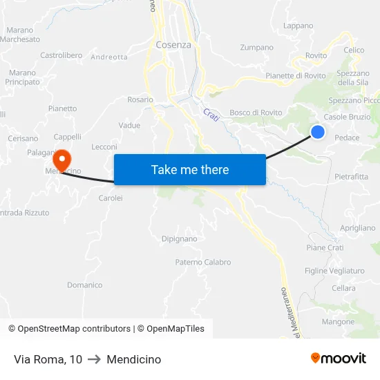 Via Roma, 10 to Mendicino map