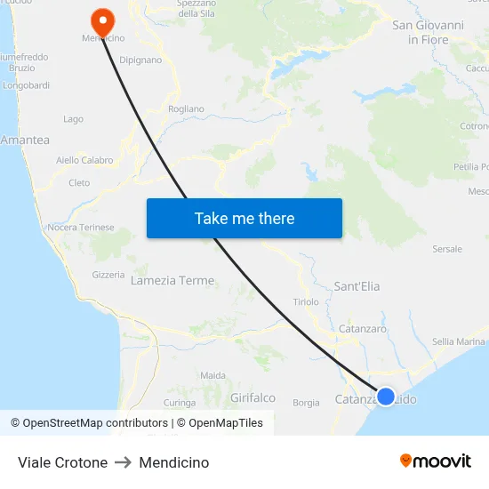 Viale Crotone to Mendicino map
