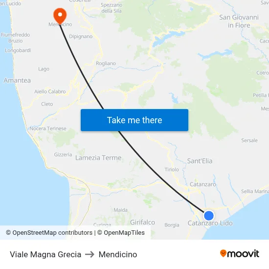 Magna Grecia Avenue to Mendicino map