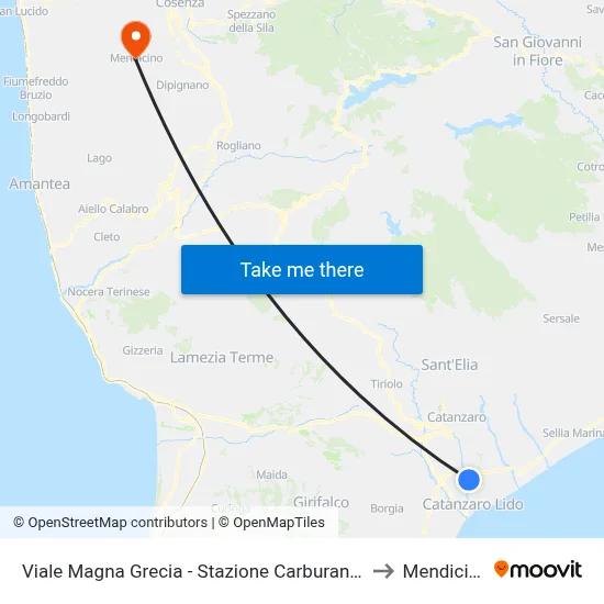 Viale Magna Grecia - IP Gas Station to Mendicino map