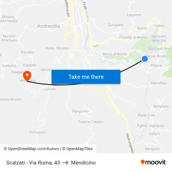 Scalzati - Via Roma, 43 to Mendicino map