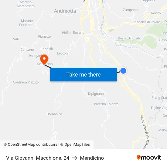 Giovanni Macchione Street, 24 to Mendicino map