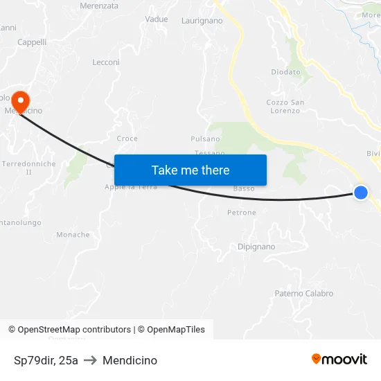 Provincial Road 79dir, 25a to Mendicino map
