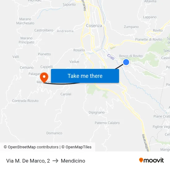 Via M. De Marco, 2 to Mendicino map